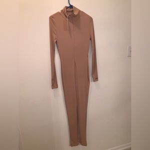 (M) NWT Cream Glamaker Ribbed Jumpsuit Bodysuit Unitard